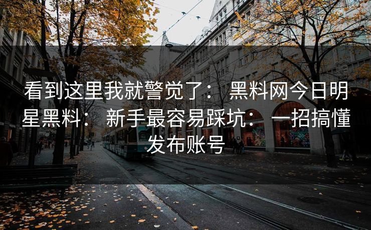 看到这里我就警觉了: 黑料网今日明星黑料: 新手最容易踩坑: 一招搞懂发布账号 看到这里我就警觉了: 黑料网今日明星黑料: 新手最容易踩坑: 一招搞懂发布账号
