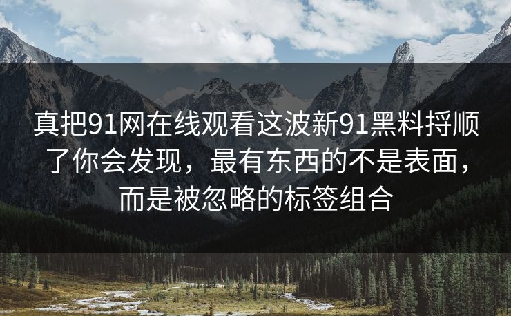 真把91网在线观看这波新91黑料捋顺了你会发现，最有东西的不是表面，而是被忽略的标签组合